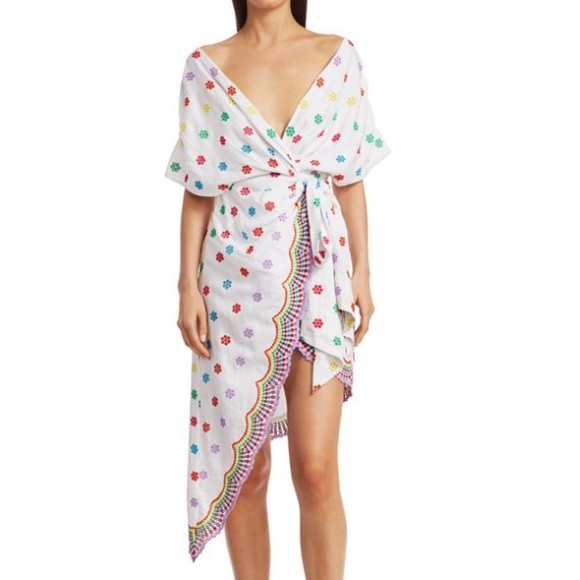 NWT ALL THINGS MOCHI Camila Embroidered Side-Tie Dress Size L - Picture 1 of 11